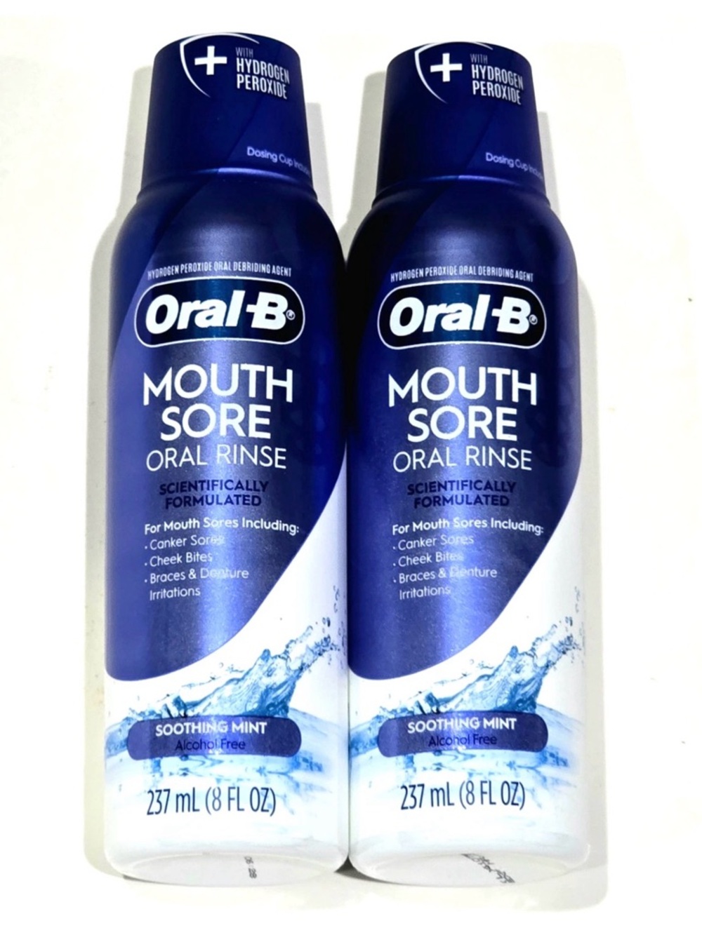 2 Oral-B Mouth Sore Oral Rinse bottles - Soothing Mint